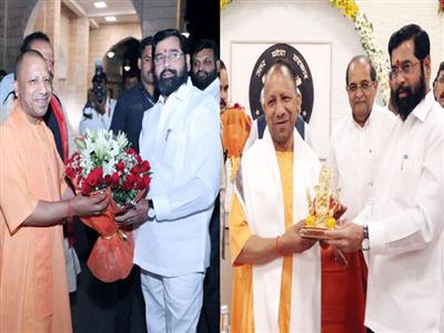 Ram Mandir दर्शन के बाद मुख्यमंत्री योगी आदित्यनाथ से मिले CM शिंदे, दिया खास 'तोहफा'