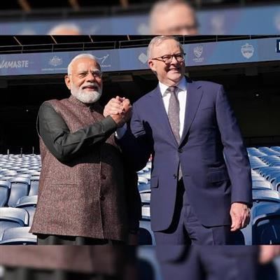 प्रधानमंत्री एक खेल आयोजन में शामिल होने के लिए मेलबर्न क्रिकेट ग्राउंड पहुंचे